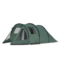 Tenda da Campeggio per 3-4 Persone, Due Stanze Interne, Finestre a Rete, 4,75 x 2,64 x 1,72 m, Verde
