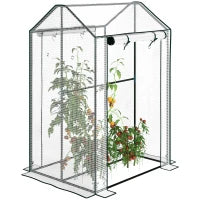 Serra da Giardino con Copertura in PE, 2 Zone Separate e Porte Avvolgibili, 100x80x150cm