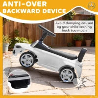 Macchina per Bambini Licenza Mercedes Benz con Clacson e Spazio Portaoggetti, 65x28x39 cm, Bianco