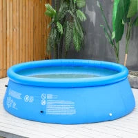 Piscina Gonfiabile per 3-4 Persone in PVC con Pompa Manuale, Φ274x76cm, Blu