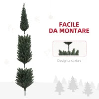 Albero di Natale Slim Alto 195 cm Salvaspazio con 390 Rami con Base in Acciaio per Interni, Verde