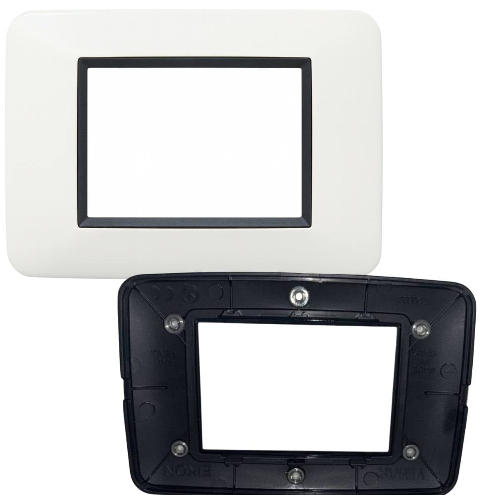 Vimar eikon round placca in metallo bianco antico elegante *** numero posti 3 posti, confezione 1