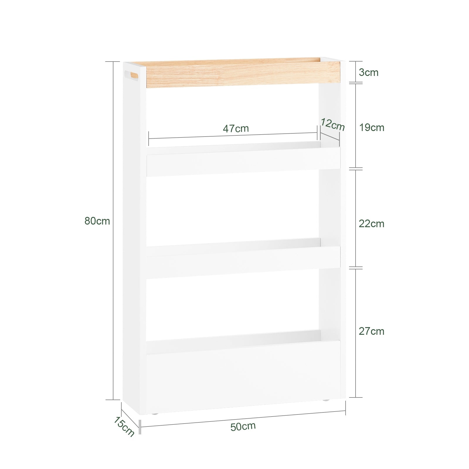 SoBuy Carrellino Salvaspazio Cucina o Bagno Scaffale per nicchia con 4 ripiani Bianco L50*P15*A80 NSR12-W