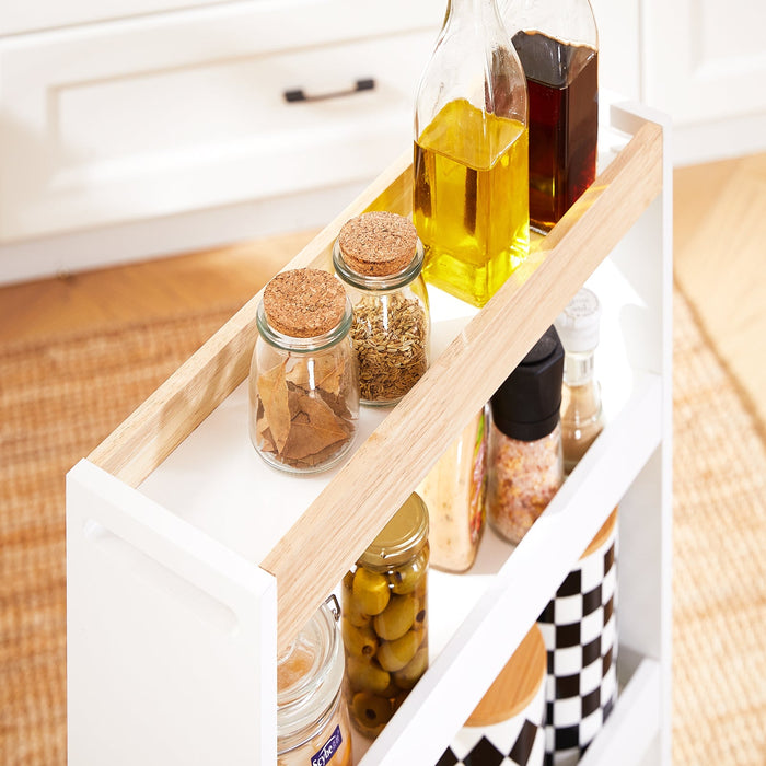 SoBuy Carrellino Salvaspazio Cucina o Bagno Scaffale per nicchia con 4 ripiani Bianco L50*P15*A80 NSR12-W