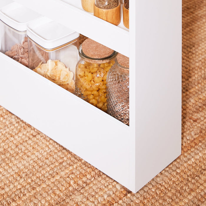 SoBuy Carrellino Salvaspazio Cucina o Bagno Scaffale per nicchia con 4 ripiani Bianco L50*P15*A80 NSR12-W