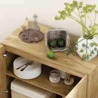 Credenza da Soggiorno a 2 Livelli con Ripiano Regolabile, in Legno e Acciaio, 80x40x78 cm, Marrone e Nero