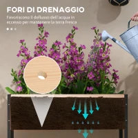 Fioriera da Giardino con Fori di Drenaggio e 4 Ruote, in Legno di Abete e Acciaio, 99x42x81 cm