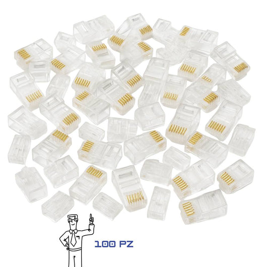 Plug rj45 utp cat6 8p8c trasparenti – set da 100 pezzi