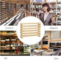 Scaffale Portabottiglie in Legno di Abete, Cantinetta Portabottiglie con 6 Ripiani per 72 Bottiglie e Peso Massimo 100 kg, 114x28x85 cm, Legno Naturale