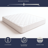 Nuri Pro | Materasso in Memory Foam | Altezza 20 cm | Ortopedico e Ignifugo | Rivestimento Anallergico e Antibatterico | Dispositivo Medico Classe 1 | Prodotto in Italia | 90 x 190 cm