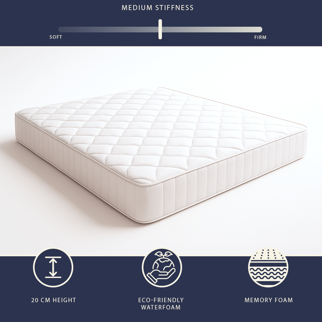 Nuri Pro | Materasso in Memory Foam | Altezza 20 cm | Ortopedico e Ignifugo | Rivestimento Anallergico e Antibatterico | Dispositivo Medico Classe 1 | Prodotto in Italia | 160 x 200 cm