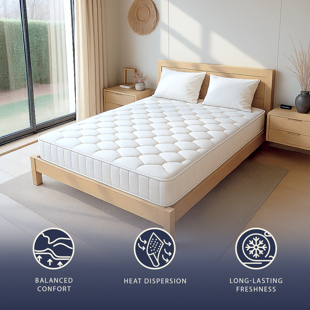 Materasso 160 x 200 a Molle Insacchettate e Memory Foam | Altezza 25 cm | Ergonomico, Ignifugo, Anallergico | Dotato di Dispositivo Medico Classe 1 | Prodotto in Italia