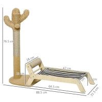 Amaca per Gatti con Tiragraffi per Gatti a forma di Cactus Design 2 in 1 per Interni, 88.5x31.5x76.5 cm