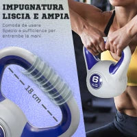 Kettlebell 6kg con Rivestimento Morbido e Base Piatta in PU e Sabbia, 20x13x22cm, Viola