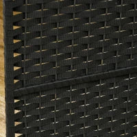 Paravento Divisorio da Interni Pieghevole a 6 Ante Intrecciato, 240x170 cm, Nero