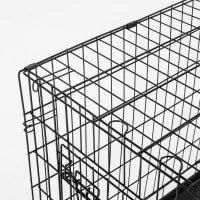 Gabbia Trasportino in Acciaio per Animali Pieghevole, 106×71×76cm, Nero