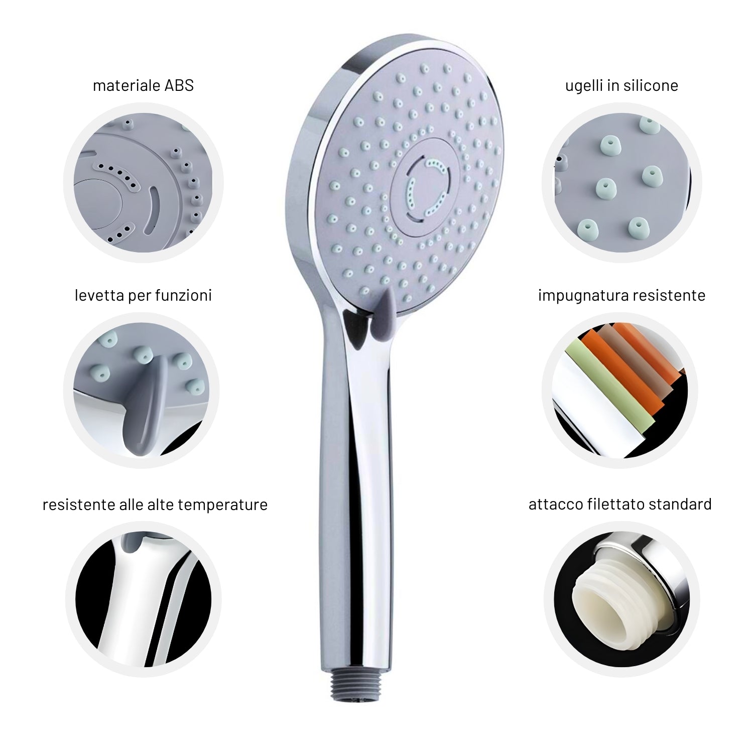 Doccetta soffione vasca doccia 5 funzioni multigetto anticalcare abs cromato *** pezzi 1