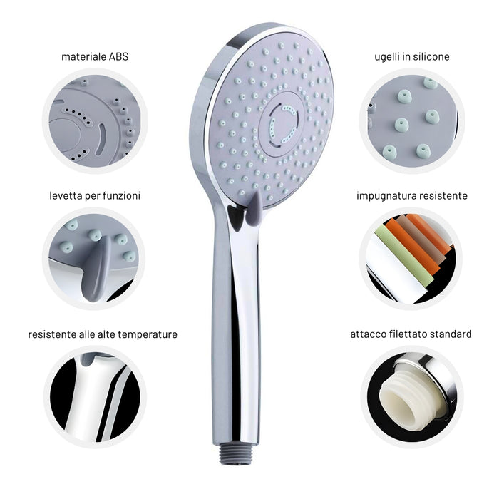 Doccetta soffione vasca doccia 5 funzioni multigetto anticalcare abs cromato *** pezzi 1
