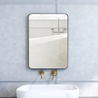 Specchio da parete specchio da bagno rettangolare con cornice in lega di alluminio nero per camera, soggiorno 50 x 70 cm