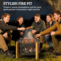 Braciere 2-in-1 Ø75 x 58 cm con Protezione anti-scintille, Nero