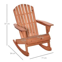 Sedia Adirondack in Legno, Sedia a Dondolo per Giardino ed Esterni Impermeabile, 77x94x97cm Teak
