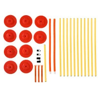 Set Agility Dog 3 Esercizi: Slalom, Ostacoli, Anello, per Addestramento Cani, Portatile, 2.5 kg, Giallo e Rosso
