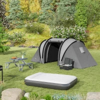Tenda da Campeggio per Famiglie da 4-5 Persone con 2 Camere 3 Finestra, Sacco da Trasporto, Impermeabile, 450L x 220l x 180Hcm, Grigio