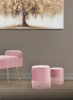 Puff Contenitore Lines Coppia Rosa Cm Ø 35X42-30X32