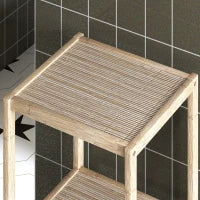 Mobile Bagno Moderno a 4 Livelli Antiribaltamento in Bambù, 33x31x110 cm, color Legno