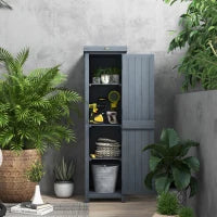 Casetta Porta Attrezzi a 3 Ripiani in Legno da Abete con Tetto in Metallo, 45x45x160 cm, Grigio