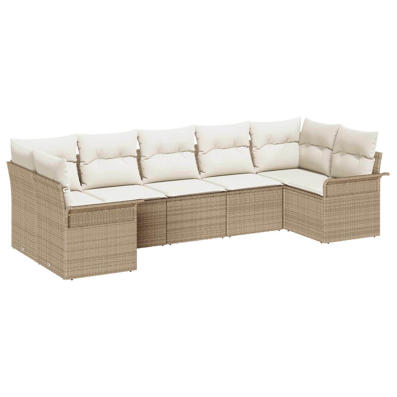 Set Divano da Giardino 7 Pezzi con Cuscini Beige Rattan Sintetico, Divano da Giardino 2 Posti con Spazio di Stoccaggio e 3354180