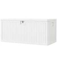 Baule da Esterno da 515L in PE Impermeabile e Scanalato, 140x68x68 cm, Bianco