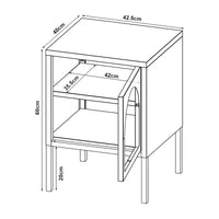 Comodino in Acciaio Karlskrona con Anta in Vetro Scanalato e Ripiano Regolabile 60 x 42,5 x 40 cm - Nero Opaco [en.casa]