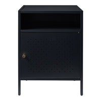 Comodino Janakkala in Acciaio Anta Traforata - Nero [en.casa]