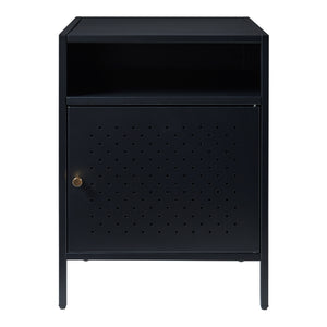 Comodino Janakkala in Acciaio Anta Traforata - Nero [en.casa]