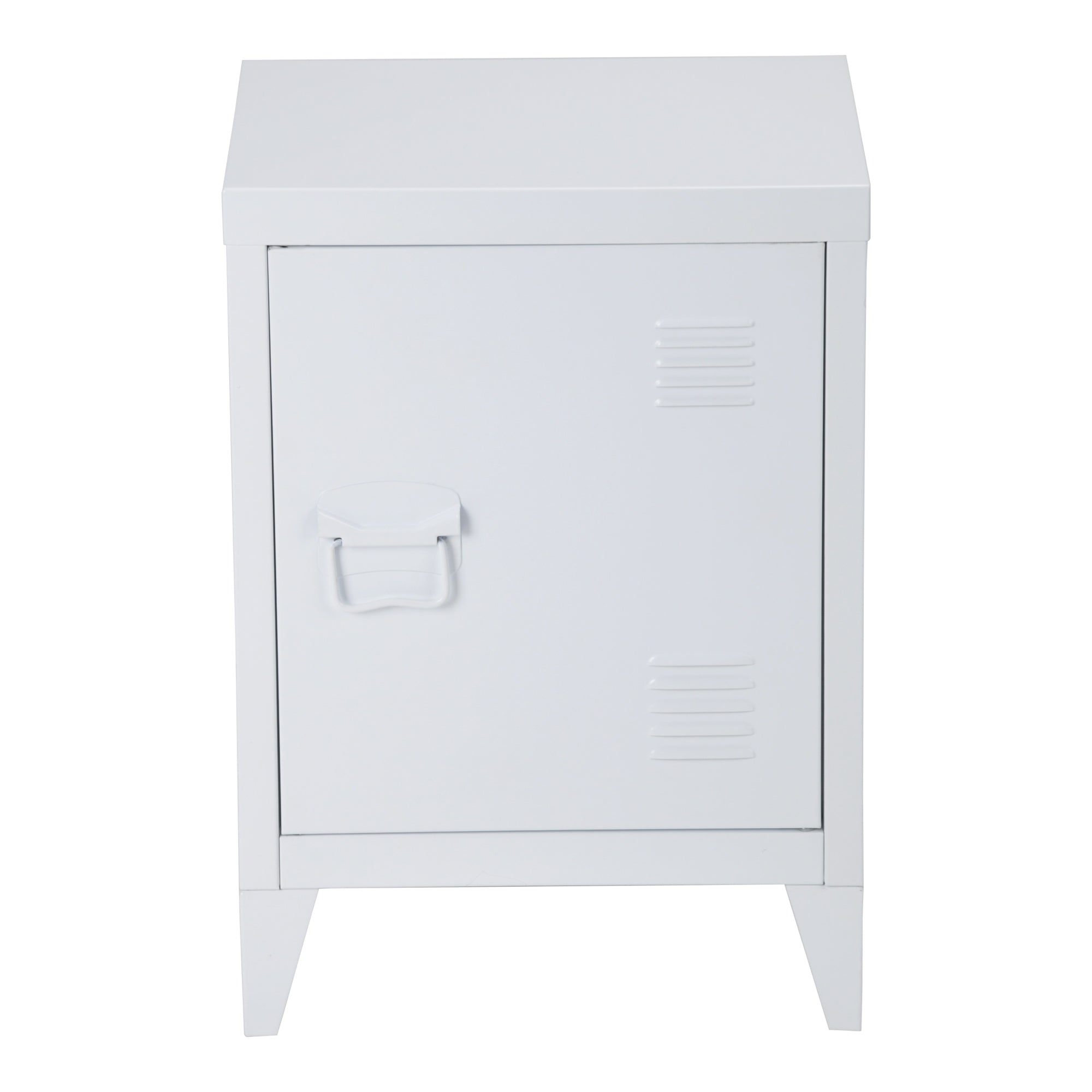 Comodino 'Inari' in Acciaio con Anta - Bianco [en.casa]