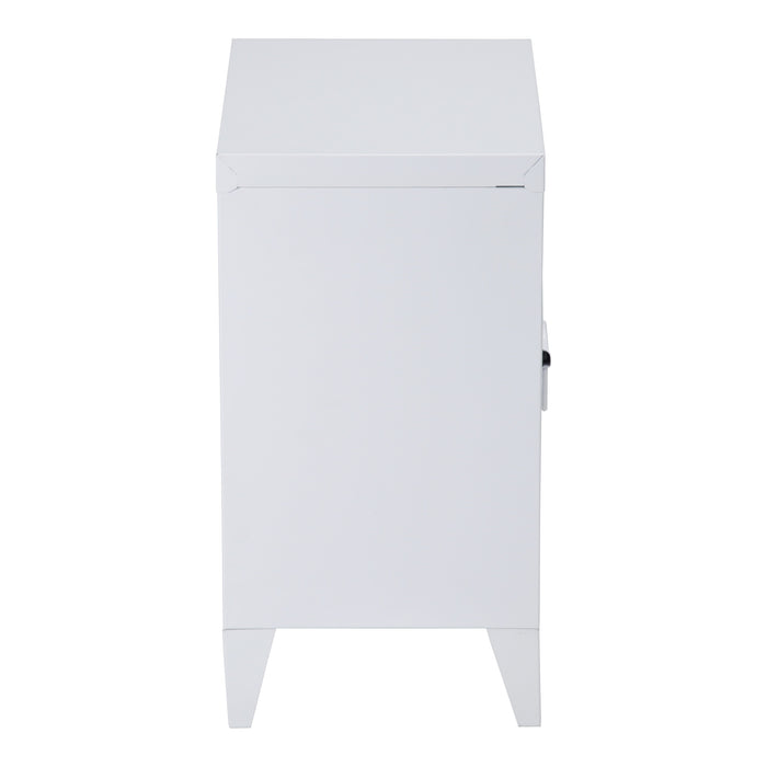 Comodino 'Inari' in Acciaio con Anta - Bianco [en.casa]