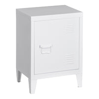 Comodino 'Inari' in Acciaio con Anta - Bianco [en.casa]