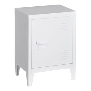 Comodino 'Inari' in Acciaio con Anta - Bianco [en.casa]