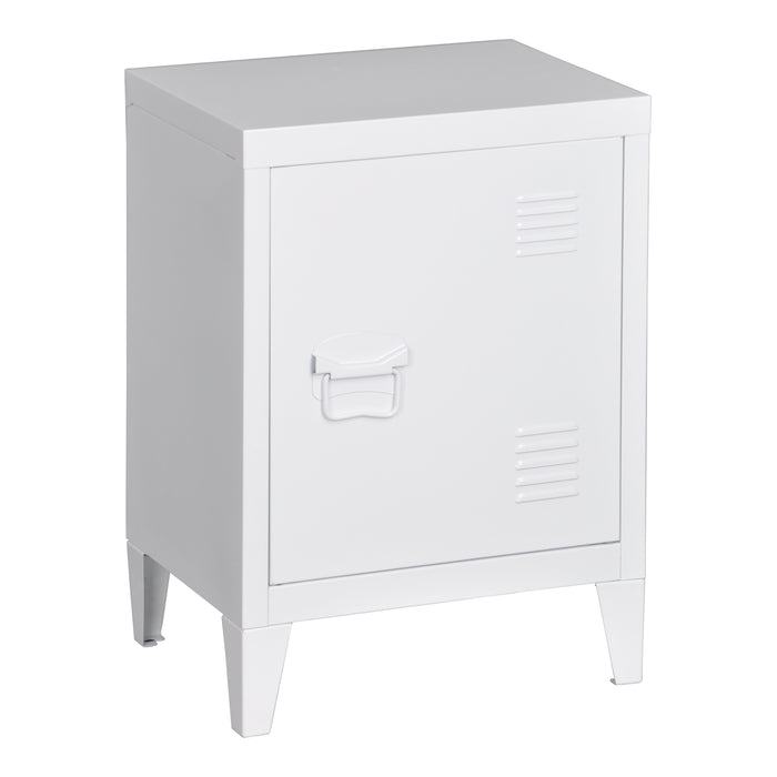 Comodino 'Inari' in Acciaio con Anta - Bianco [en.casa]