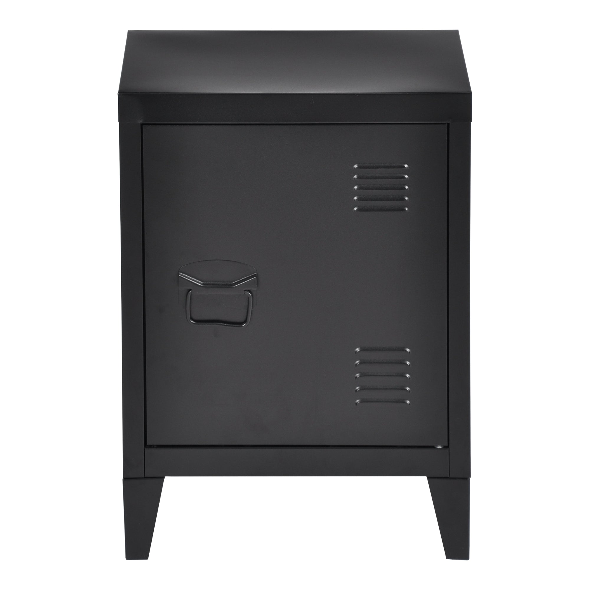 Set di 2 Comodini Inari in Acciaio con Anta - Nero [en.casa]