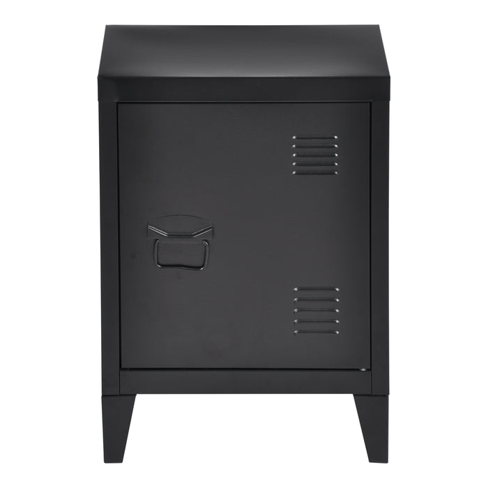 Set di 2 Comodini Inari in Acciaio con Anta - Nero [en.casa]