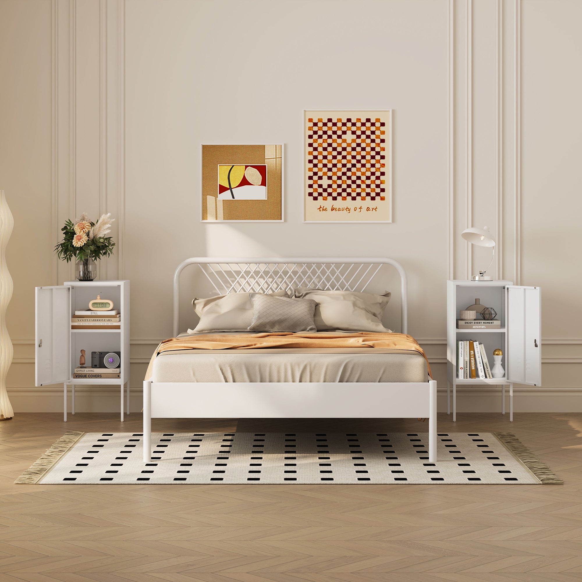 Set di 2 Comodini Hausjärvi con Anta a Destra e Sinistra 82 x 35 x 35 cm - Bianco [en.casa]