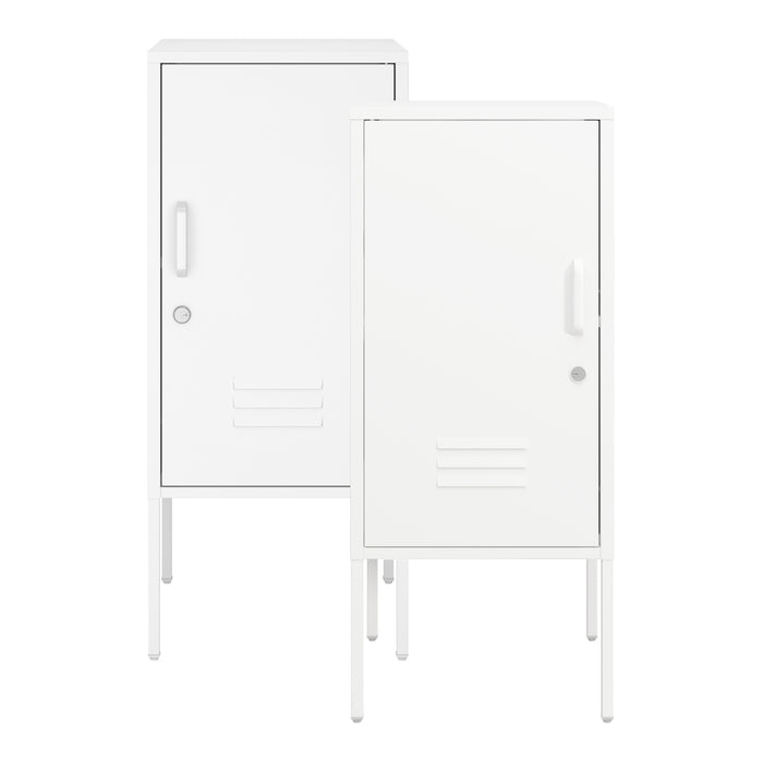 Set di 2 Comodini Hausjärvi con Anta a Destra e Sinistra 82 x 35 x 35 cm - Bianco [en.casa]