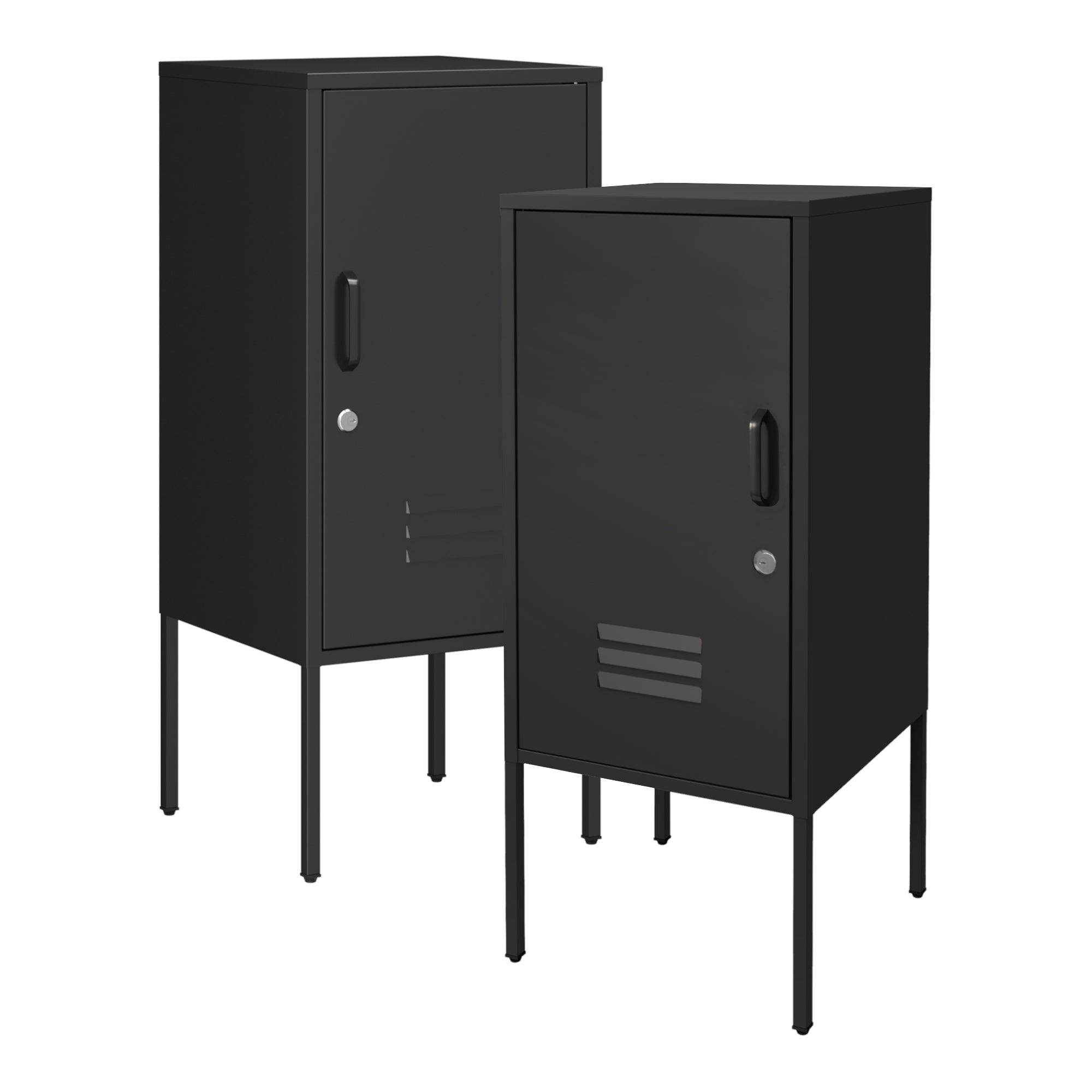 Set di 2 Comodini Hausjärvi con Anta a Destra e Sinistra 82 x 35 x 35 cm - Nero [en.casa]