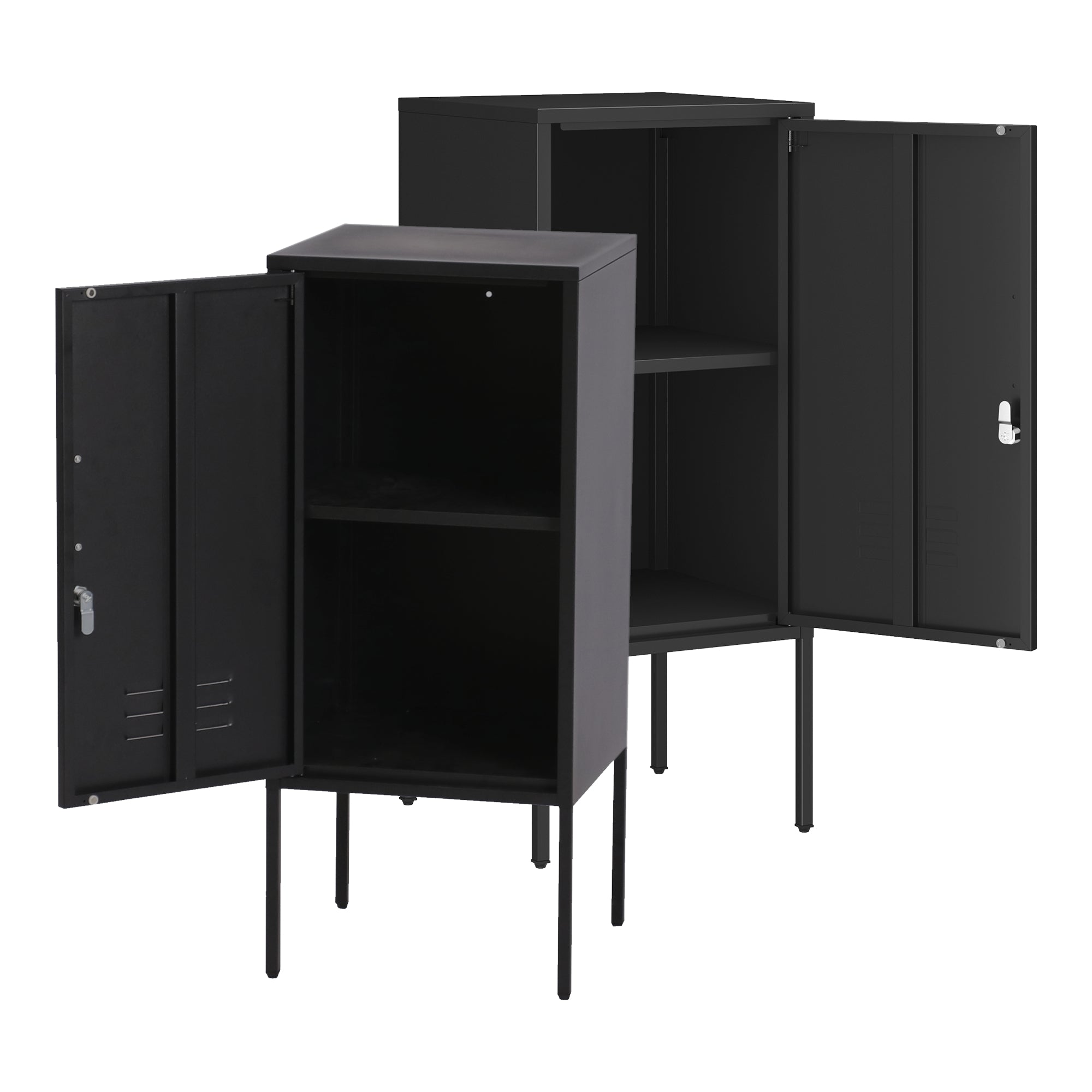 Set di 2 Comodini Hausjärvi con Anta a Destra e Sinistra 82 x 35 x 35 cm - Nero [en.casa]