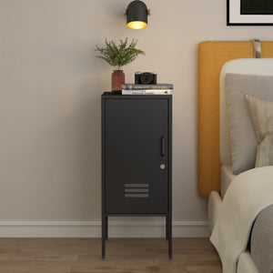 Set di 2 Armadietti Hausjärvi Comodini in Acciaio con Serratura - Nero [en.casa]