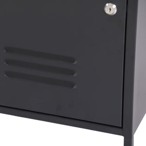 Set di 2 Armadietti Hausjärvi Comodini in Acciaio con Serratura - Nero [en.casa]