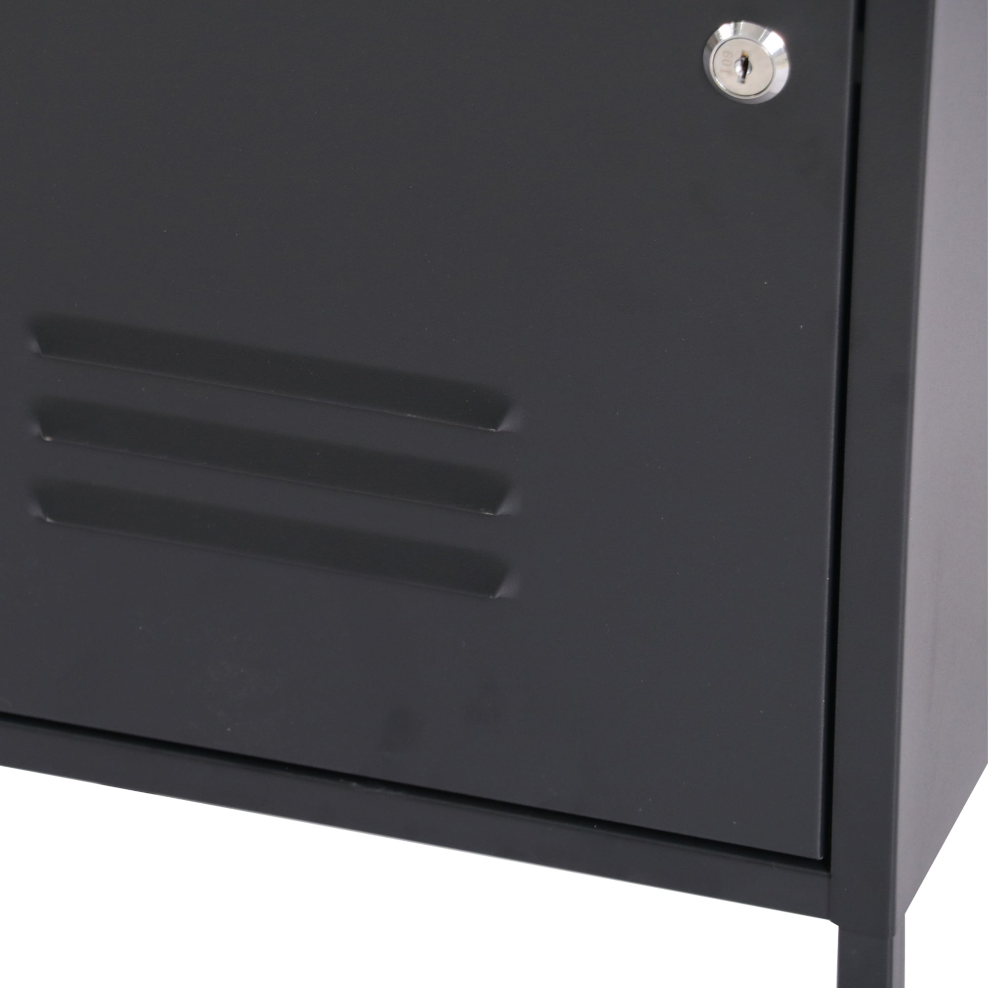 Armadietto Hausjärvi Comodino in Acciaio con Serratura Apertura Anta a Sinistra - Nero [en.casa]