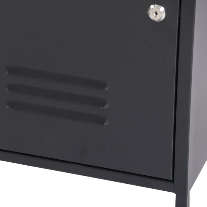 Armadietto Hausjärvi Comodino in Acciaio con Serratura Apertura Anta a Sinistra - Nero [en.casa]